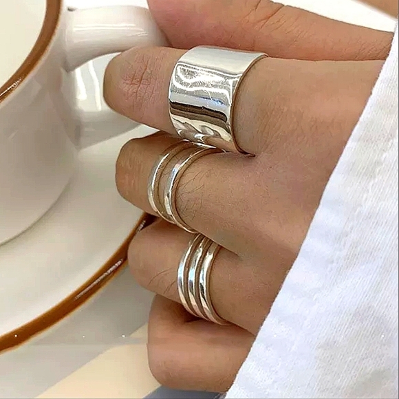 Stampd Jewelry - Sterling Silver Minimalist Three Piece Ring Set